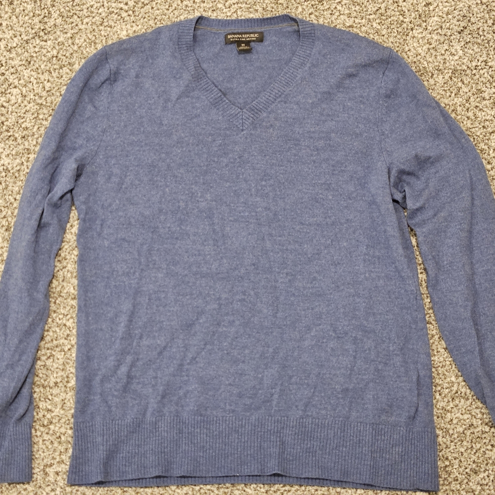 Men's Blue V-Neck Sweater